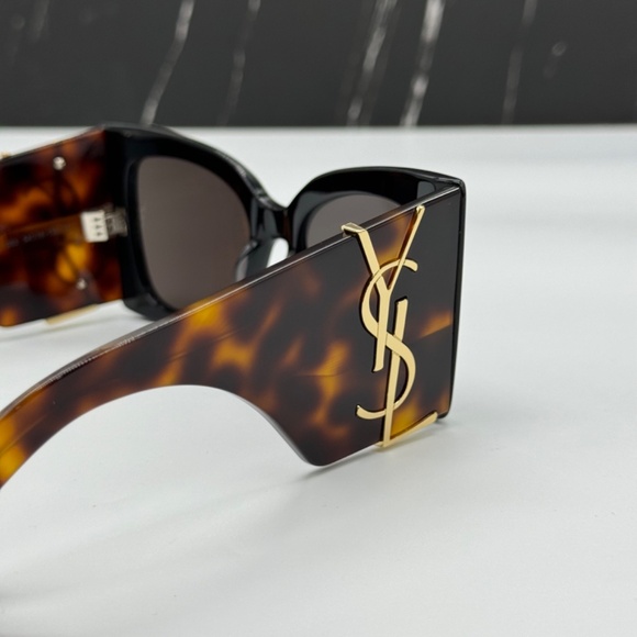 NEW SL M119 BLAZE 003 SAINT LAURENT BLACK HAVANA OVERSIZED SLM119 003 SUNGLASSES - Picture 7 of 11